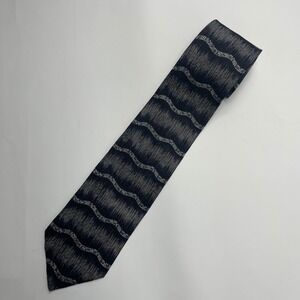 Daniel Craig Italian Silk Tie Mens Black Grey Gold Abstract Wavy Geometric Italy